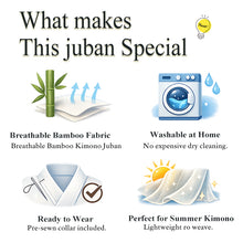 画像をギャラリービューアに読み込む, Breathable Bamboo Kimono Juban for Women – Washable Summer Kimono Undergarment, Ready-to-Wear White Ro Layer