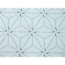 画像をギャラリービューアに読み込む, Washable Japanese Summer Kimono Fabric Bolt – Soft Grayish Blue with Bold Indigo Asanoha (Hemp Leaf) Pattern – Sheer 13-Yard Polyester for Custom Kimono & Sewing