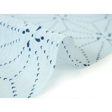 画像をギャラリービューアに読み込む, Washable Japanese Summer Kimono Fabric Bolt – Soft Grayish Blue with Bold Indigo Asanoha (Hemp Leaf) Pattern – Sheer 13-Yard Polyester for Custom Kimono & Sewing