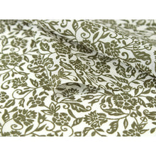 画像をギャラリービューアに読み込む, Washable Japanese Summer Kimono Fabric Bolt – White with Matcha Green Fine Floral Arabesque – Sheer 13-Yard Polyester for Custom Kimono & Sewing