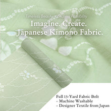 画像をギャラリービューアに読み込む, Washable Japanese Kimono Fabric Bolt – Moss Green Hagi & Snow-Ring Motif – 13-Yard Polyester for Custom Kimono & Sewing