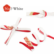 画像をギャラリービューアに読み込む, Silk Obijime Kimono Cord for Women, Flat Woven Design with Gold Thread, Peony Motif, Formal Japanese Kimono Accessory, 8 Colors, Made in Japan