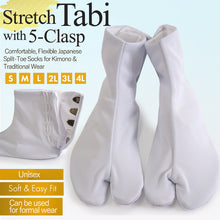 將圖片載入圖庫檢視器 Stretch Tabi Socks with 5 Kohaze Hooks – Comfortable, Flexible Japanese Split-Toe Socks for Kimono & Traditional Wear, unisex, S, M, L, 2L, 3L, 4L