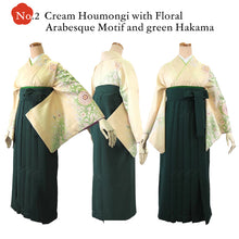 將圖片載入圖庫檢視器 Washable Houmongi Kimono & Solid Hakama 2-Piece Set for Women – Elegant Japanese Formal Wear for Ceremonies & Special Occasions