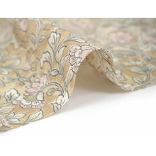 画像をギャラリービューアに読み込む, Washable Japanese Kimono Fabric Bolt – Soft Yellow-Ochre & Light Brown Sarasa Pattern with Floral Arabesque & Pine Bark Diamond Motifs – 13-Yard Polyester for Custom Kimono & Sewing