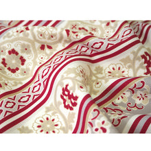 画像をギャラリービューアに読み込む, Washable Japanese Kimono Fabric Bolt – Bold Red Stripe with Floral Sarasa Motif – 13-Yard Polyester Komon Textile for Custom Kimono & Sewing
