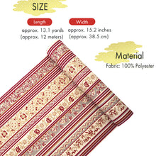 画像をギャラリービューアに読み込む, Washable Japanese Kimono Fabric Bolt – Bold Red Stripe with Floral Sarasa Motif – 13-Yard Polyester Komon Textile for Custom Kimono & Sewing