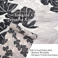 画像をギャラリービューアに読み込む, Washable Japanese Kimono Fabric Bolt – Light Gray with Gray & Black Leaf Design – 13-Yard Sheer Summer Polyester for Custom Kimono & Sewing
