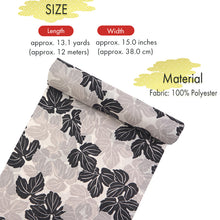 画像をギャラリービューアに読み込む, Washable Japanese Kimono Fabric Bolt – Light Gray with Gray & Black Leaf Design – 13-Yard Sheer Summer Polyester for Custom Kimono & Sewing