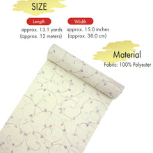 画像をギャラリービューアに読み込む, Washable Japanese Kimono Fabric Bolt – Light Yellow-Green Arabesque Vine Design with Blue & Gray Accents – 13-Yard Sheer Summer Polyester for Custom Kimono & Sewing