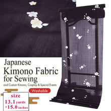画像をギャラリービューアに読み込む, Washable Japanese Kimono Fabric Bolt – Deep Reddish Purple with Cherry Blossom Design – 13-Yard Sheer Summer Ro Polyester for Custom Kimono & Sewing