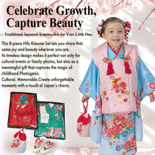 將圖片載入圖庫檢視器 3-Year-Old girls Shichi-Go-San, Japanese Traditional KIDS Kimono 8-Piece Hifu Coat Set for Girls — Complete Ceremony Outfit for Photos, Festivals & Gifts