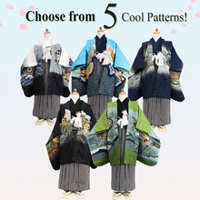 將圖片載入圖庫檢視器 5-Year-Old Boys Shichi-Go-San Kimono, Haori, Hakama Set – 11-Piece Traditional Haori Hakama Outfit for Festivals, Photo Shoots & Gift