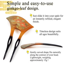將圖片載入圖庫檢視器 Elegant Ginkgo Leaf Kanzashi Hair Stick | Japanese Traditional Hair accessories for Kimono, featuring Camellia, Bamboo, Casual & Formal Updos