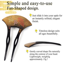將圖片載入圖庫檢視器 Elegant Fan‑Shaped Kanzashi Hair Stick | Japanese Traditional Hair accessories for Kimono, featuring cherry blossoms, chrysanthemum and Wisteria, Casual & Formal Updos