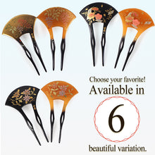 將圖片載入圖庫檢視器 Elegant Fan‑Shaped Kanzashi Hair Stick | Japanese Traditional Hair accessories for Kimono, featuring cherry blossoms, chrysanthemum and Wisteria, Casual & Formal Updos