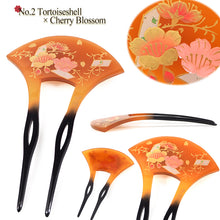 將圖片載入圖庫檢視器 Elegant Fan‑Shaped Kanzashi Hair Stick | Japanese Traditional Hair accessories for Kimono, featuring cherry blossoms, chrysanthemum and Wisteria, Casual & Formal Updos