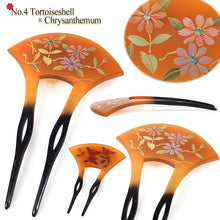 將圖片載入圖庫檢視器 Elegant Fan‑Shaped Kanzashi Hair Stick | Japanese Traditional Hair accessories for Kimono, featuring cherry blossoms, chrysanthemum and Wisteria, Casual & Formal Updos
