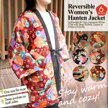 Load image into Gallery viewer, Reversible Women’s Hanten Jacket – Lightweight & Cozy Japanese Kimono Haori Winter Jacket Coat Outerwear