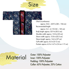 画像をギャラリービューアに読み込む, Reversible Japanese Hanten Jacket for Men – Cozy Kimono-Style Coat with Dual Patterns (Black/Blue/Gold)