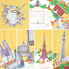Load image into Gallery viewer, Tokyo Furoshiki Cloth – Retro Showa Tokyo & Modern Tokyo Design, 100% Cotton, Large 38” Wrapping Cloth, Eco Bag & Gift Wrap, Japanese Decor