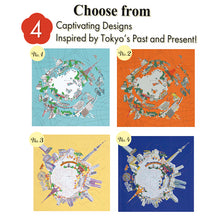 Load image into Gallery viewer, Tokyo Furoshiki Cloth – Retro Showa Tokyo & Modern Tokyo Design, 100% Cotton, Large 38” Wrapping Cloth, Eco Bag & Gift Wrap, Japanese Decor