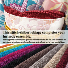 画像をギャラリービューアに読み込む, Furisode “Stitch-Shibori” Obiage Scarf – Elegant Kimono Accessory in 14 Colors for Formal Wear for Adult Ceremony