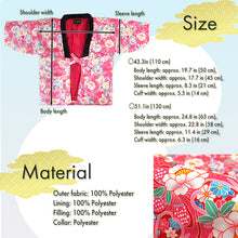 Load image into Gallery viewer, Japanese Quilted Kimono-Style Hanten Jacket for Girls – Cozy Winter Housewear & Outdoor Layer – Red & Pink Traditional Patterns (Size 43.3in (110cm) / 51.1in(130 cm))