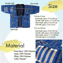 Load image into Gallery viewer, Japanese Quilted Kimono‑Style Hanten Jacket for Boys – Cozy Winter Housewear & Outdoor Layer – Black & Blue Traditional Patterns(Size 43.3in (110cm) / 51.1in(130 cm))