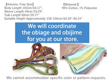 Load image into Gallery viewer, Women's Denim Kimono 4-Piece Set (Kimono, Obi, Obiage, Obijime) for everyday wear