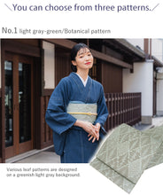 Load image into Gallery viewer, Women's Denim Kimono 4-Piece Set (Kimono, Obi, Obiage, Obijime) for everyday wear