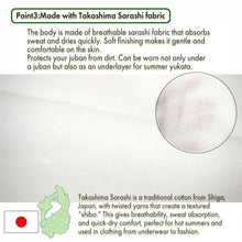 將圖片載入圖庫檢視器 Men’s Cotton Undergarment Hadajuban for Kimono & Yukata – Lightweight Takashima Sarashi Fabric, Soft & Breathable Traditional Japanese Innerwear
