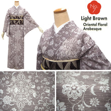 画像をギャラリービューアに読み込む, Women's Pre-Tailored Washable Hitoe Kimono – Dusty Tones, Unlined Single Layer, plovers, chrysanthemums, waves, and rabbits motifs