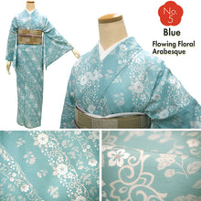 画像をギャラリービューアに読み込む, Women's Pre-Tailored Washable Hitoe Kimono – Dusty Tones, Unlined Single Layer, plovers, chrysanthemums, waves, and rabbits motifs