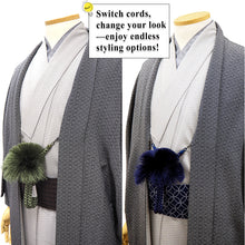 將圖片載入圖庫檢視器 Men’s Silk Haori Himo Cord – Bon-ten Style Braided Jacket Tie, Elegant Japanese Kimono Accessory for Formal or Samurai-Inspired Looks