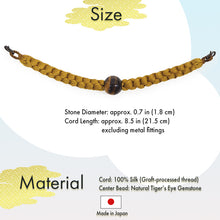 將圖片載入圖庫檢視器 Men’s Silk Haori Himo Cord with Tiger’s Eye Gemstone – Hand-Braided Japanese Jacket Tie for Samurai-Inspired or Formal Kimono Style