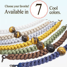 將圖片載入圖庫檢視器 Men’s Silk Haori Himo Cord with Tiger’s Eye Gemstone – Hand-Braided Japanese Jacket Tie for Samurai-Inspired or Formal Kimono Style