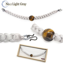 將圖片載入圖庫檢視器 Men’s Silk Haori Himo Cord with Tiger’s Eye Gemstone – Hand-Braided Japanese Jacket Tie for Samurai-Inspired or Formal Kimono Style