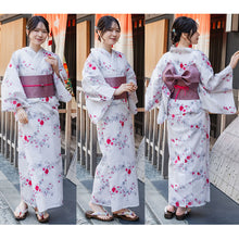画像をギャラリービューアに読み込む, Easy-to-Wear Two-Piece Yukata for Women – Lightweight Japanese Summer Kimono Outfit, Beginner-Friendly, Lily, Grape Motif, Chrysanthemum, Camellia, Floral Pattern