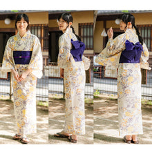 画像をギャラリービューアに読み込む, Easy-to-Wear Two-Piece Yukata for Women – Lightweight Japanese Summer Kimono Outfit, Beginner-Friendly, Lily, Grape Motif, Chrysanthemum, Camellia, Floral Pattern