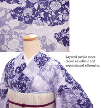 画像をギャラリービューアに読み込む, Washable Summer Kimono for Women – Lightweight Ro Kimono in Dusty Colors, Floral and geometric patterns, Ready-to-Wear Japanese Outfit