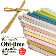 Load image into Gallery viewer, Women’s Obi-jime, Silk Kimono Cord (light color) – Sanbu-Himo, 14 Colors, Perfect for Obi & Japanese-Inspired Styling