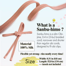 Load image into Gallery viewer, Women’s Obi-jime, Silk Kimono Cord (light color) – Sanbu-Himo, 14 Colors, Perfect for Obi & Japanese-Inspired Styling