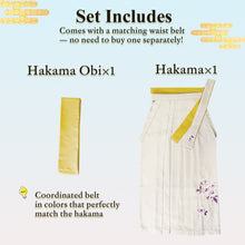將圖片載入圖庫檢視器 Embroidered Japanese Hakama & Matching Obi Set for Women – Soft Pastel Colors, Traditional Graduation & Ceremony Style, Elegant Japanese Formal Wear