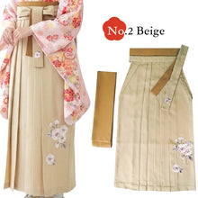 將圖片載入圖庫檢視器 Embroidered Japanese Hakama & Matching Obi Set for Women – Soft Pastel Colors, Traditional Graduation & Ceremony Style, Elegant Japanese Formal Wear