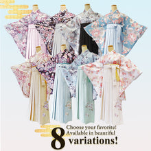 画像をギャラリービューアに読み込む, Japanese Washable Hakama & Kimono Set for Women – 6-Piece Complete Graduation Outfit, Ready-to-Wear Traditional Japanese Clothing, Chrysanthemum, Peonies, Cherry blossoms, Floral pattern
