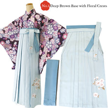 画像をギャラリービューアに読み込む, Japanese Washable Hakama & Kimono Set for Women – 6-Piece Complete Graduation Outfit, Ready-to-Wear Traditional Japanese Clothing, Chrysanthemum, Peonies, Cherry blossoms, Floral pattern