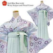 將圖片載入圖庫檢視器 Japanese Nisyakusode Kimono Set for Women – 4-Piece Washable Graduation & Photoshoot Outfit, traditional Japanese Kimono, Chrysanthemum, Peonies, Cherry blossoms, Floral pattern