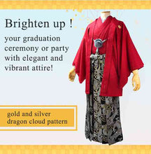 將圖片載入圖庫檢視器 HAKAMA -KIMONO for MEN<Gold and Silver Dragon cloud Pattern>