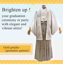 將圖片載入圖庫檢視器 HAKAMA -KIMONO for MEN <Gold genjiko(geometric pattern)